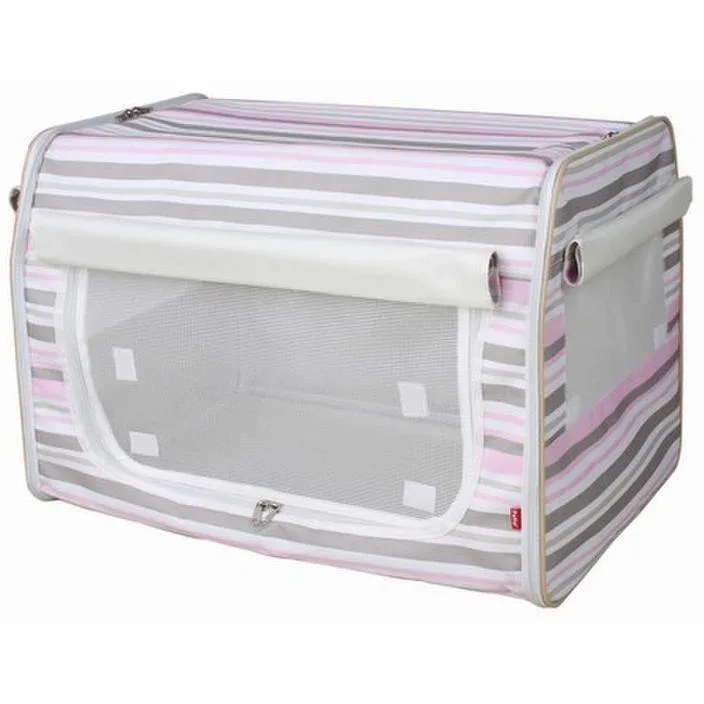 Pet Life ® 'Easy Folding' Zippered Folding Collapsible Wire Framed Lightweight Pet Dog Crate Carrier - Image 2