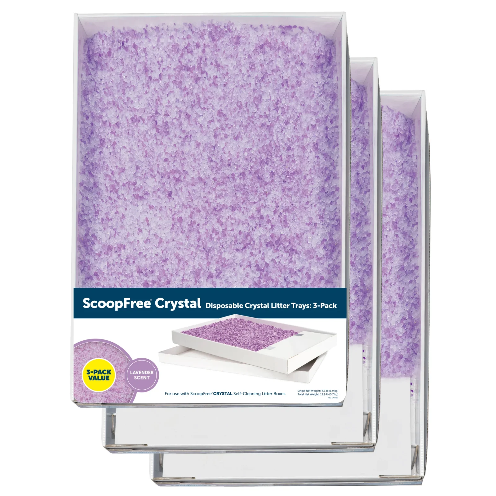 Disposable Litter Tray - ScoopFree® Lavender Crystal 3-Pack