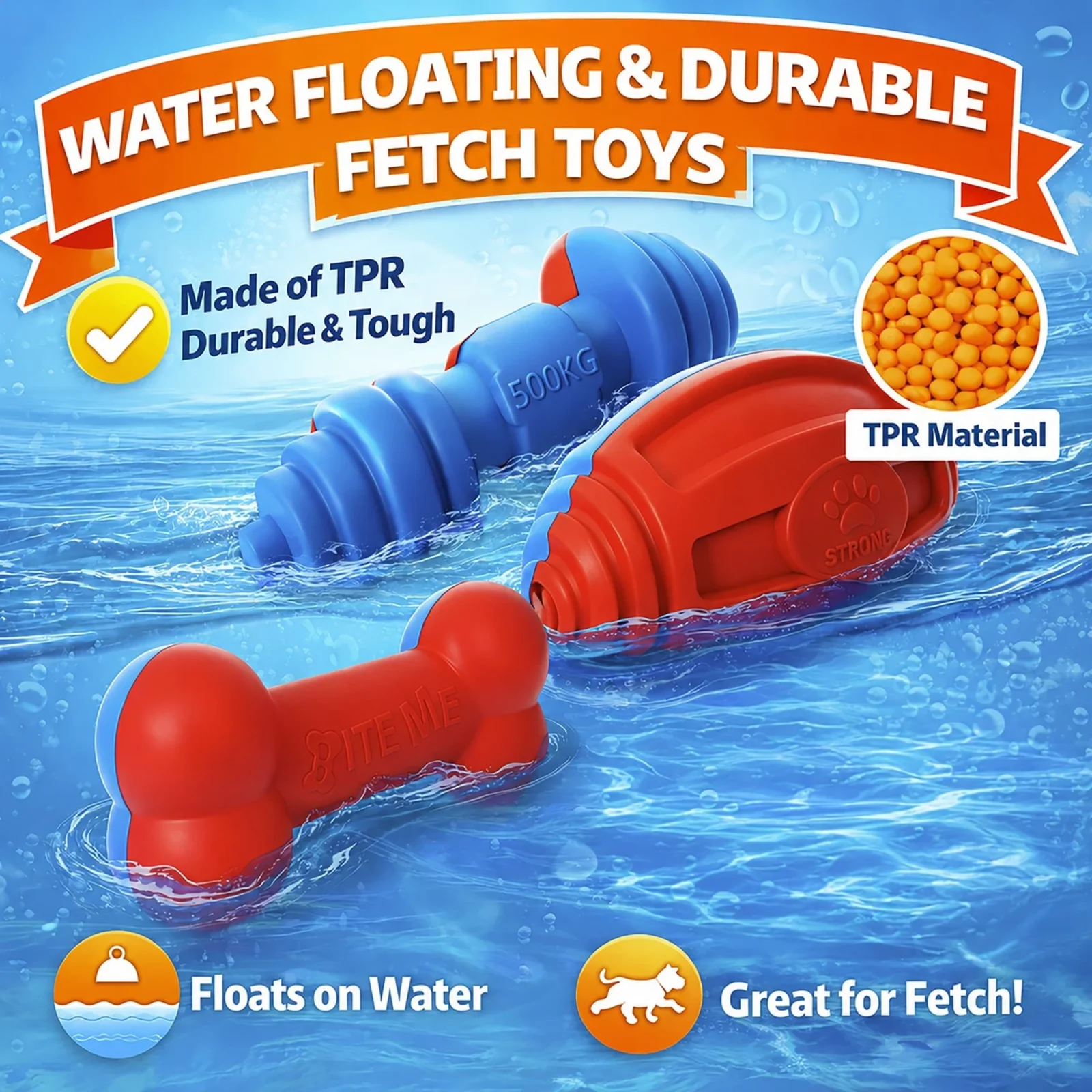 Pet Life ® 3-Piece Durable Water Floating and TPR Fetch Bundle Dog Toy Set - Image 2