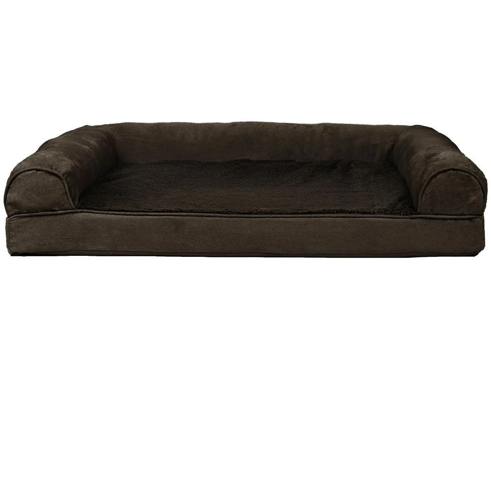 FurHaven Plush & Suede Orthopedic Sofa Pet Bed - Espresso (Jumbo Plus)