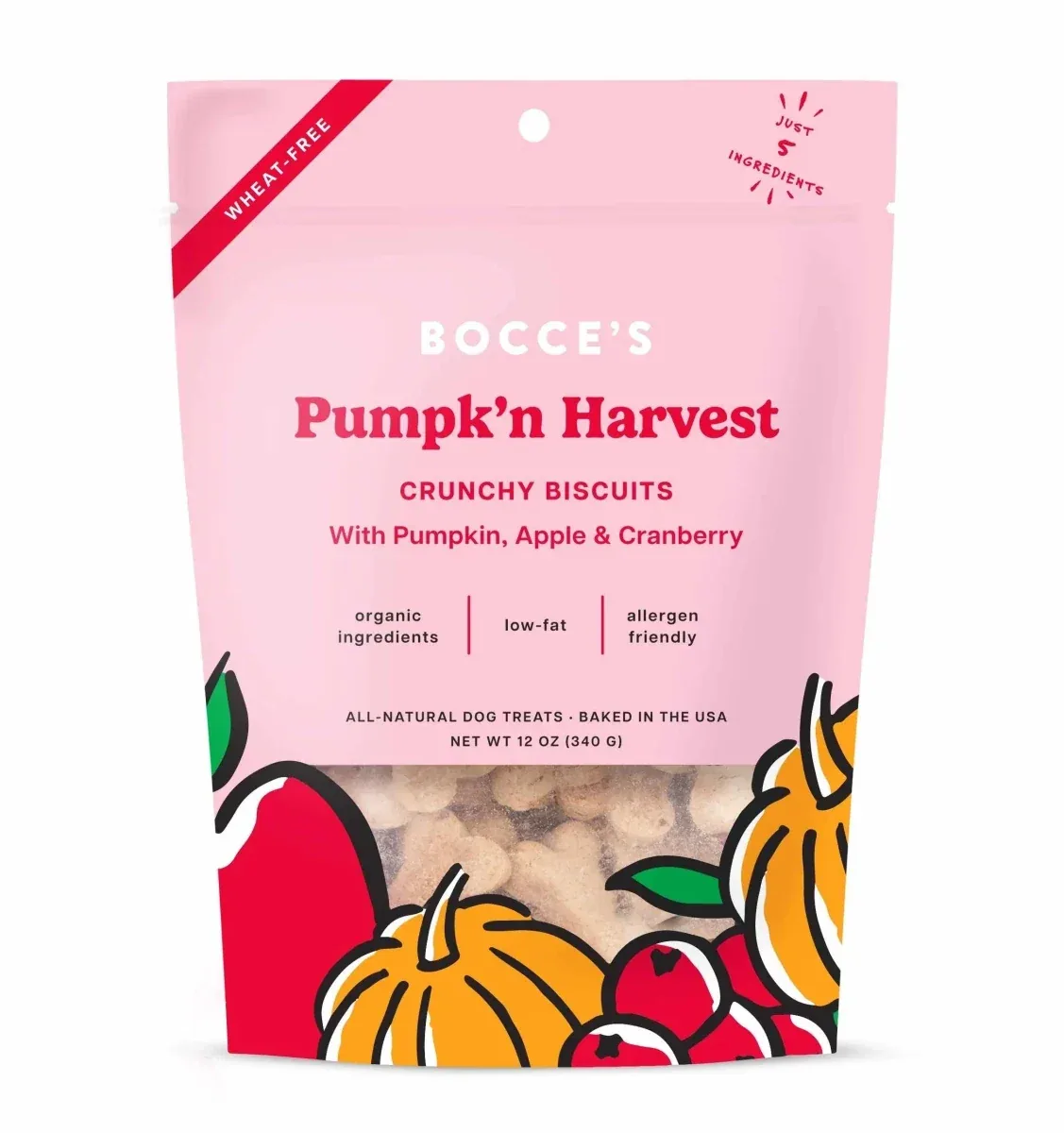 Bocce's Bakery Pumpk'n Harvest Small Batch Biscuit Dog Treats 12 oz