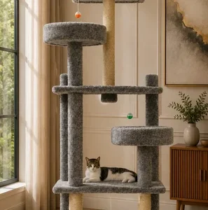 84" Extra Tall Cat Tree | Heavy Duty Solid Wood Tower for Large Cats