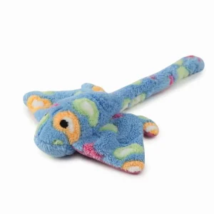 Zanies Sea Charmer Stingray Plush Dog Toy - Blue, Orange & Pink
