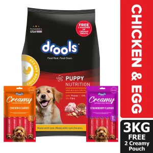 Drools Chicken and Egg Puppy Dry Dog Food with Free Creamy Treat Pouch