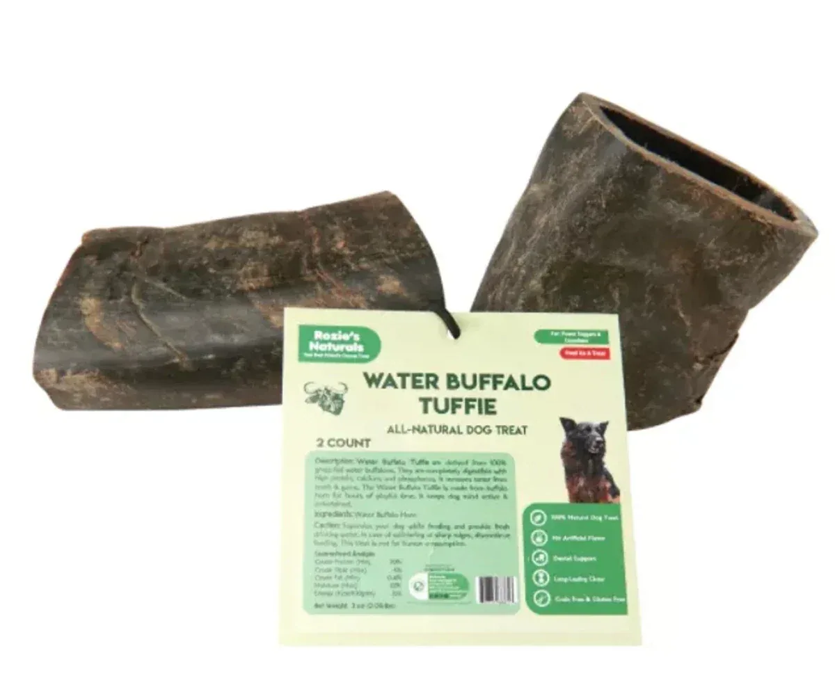 WATER BUFFALO HORN TUFFIE- 100% Natural Dog Treat & Chews, Grain-Free, Gluten-Free, Dog Chewing Dental Toys, 7.5 oz each, Case of 2 - Image 2