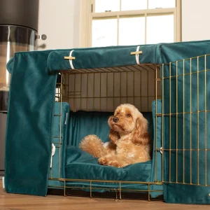 Dog Crate Set In Marine Velvet by Lords & Labradors