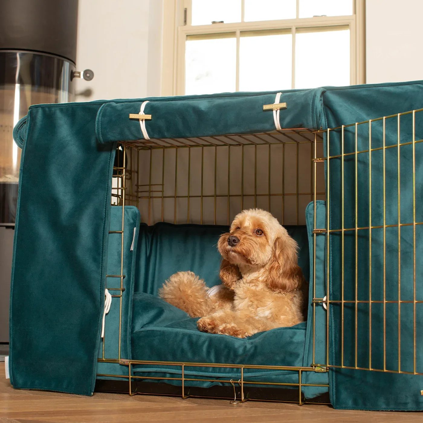 Dog Crate Set In Marine Velvet by Lords & Labradors