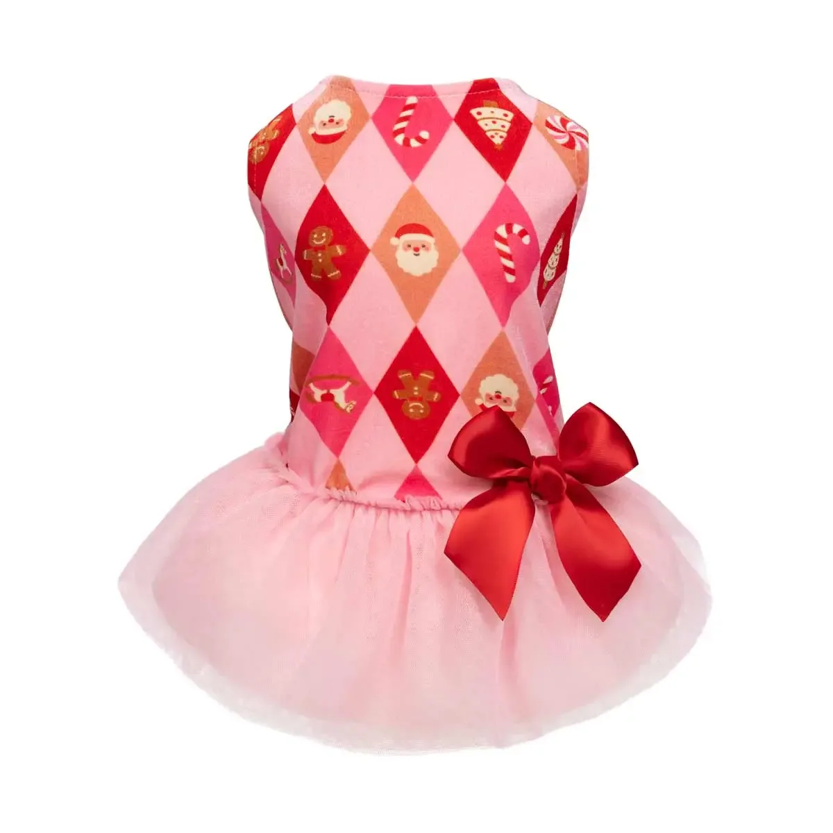 Christmas Argyle Bow Dog Dress