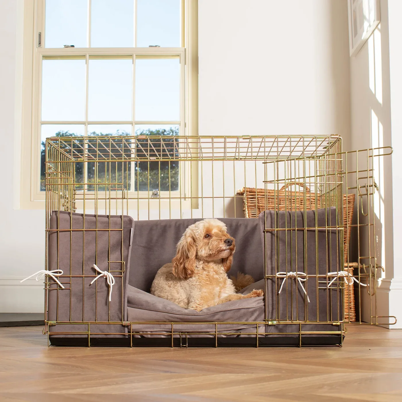 Dog Crate Bumper in Silt Velvet by Lords & Labradors