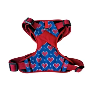 Dogobow Double Padded Harness with Hearty Print for Dogs (Blue and red )