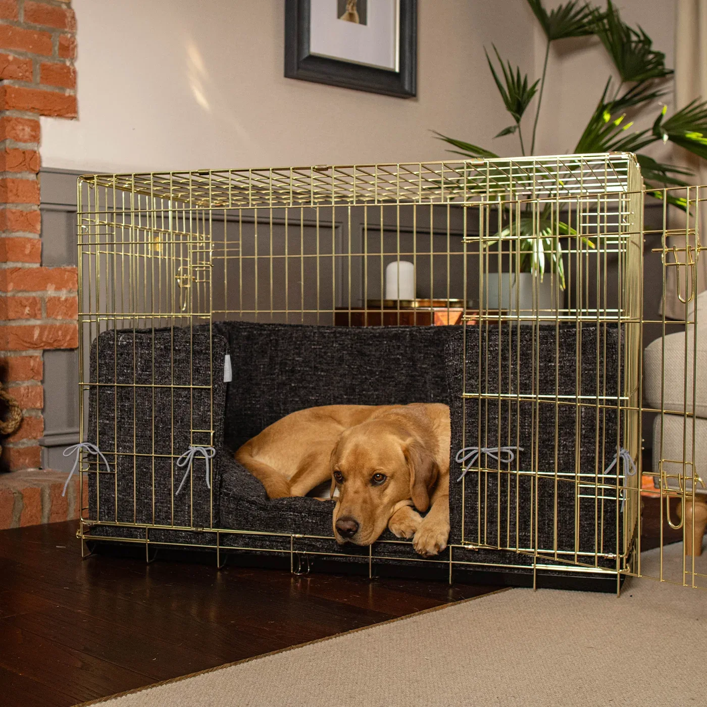 Dog Crate with Cushion & Bumper in Obsidian Minerals by Lords & Labradors - Image 2