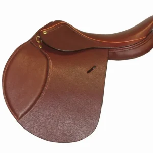 Close Contact Saddle - Flocked Jumping Saddle with Padded Flaps - Australian nut