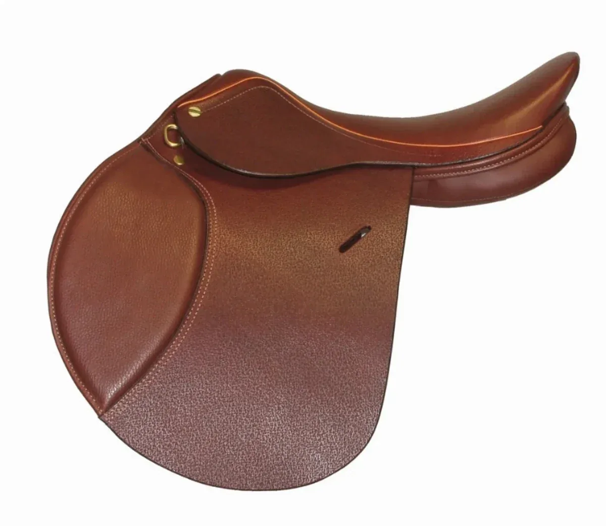 Close Contact Saddle - Flocked Jumping Saddle with Padded Flaps - Australian nut