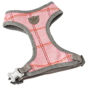 Pink Checked Tweed Dog Harness