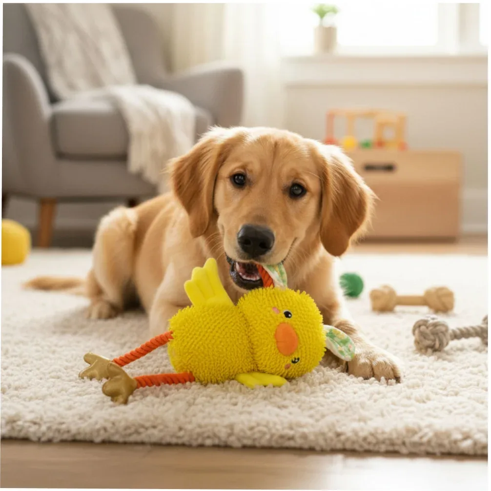 Fofos Easter Duck Noodle Plush Rope Toy for Dogs - Image 2