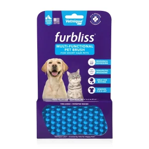 Furbliss Blue Brush - Silicone Grooming & Deshedding Brush for Short Hair Dogs, Small