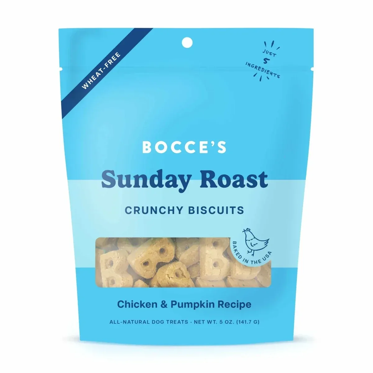Bocce's Bakery Sunday Roast Biscuit Bags Dog Treats 5 oz