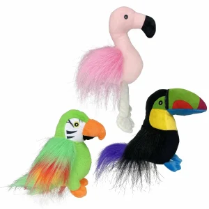 Multipet Margaritaville Tropical Birds Plush Dog Toy Assorted 10.5 in