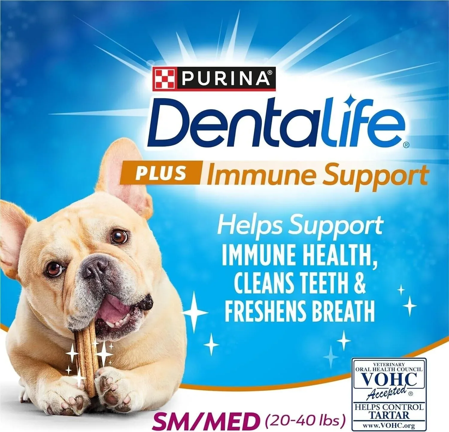 Purina DentaLife + Immune Support Chicken Apple and Blueberry Dental Dog Treats - Small/Medium - Image 2