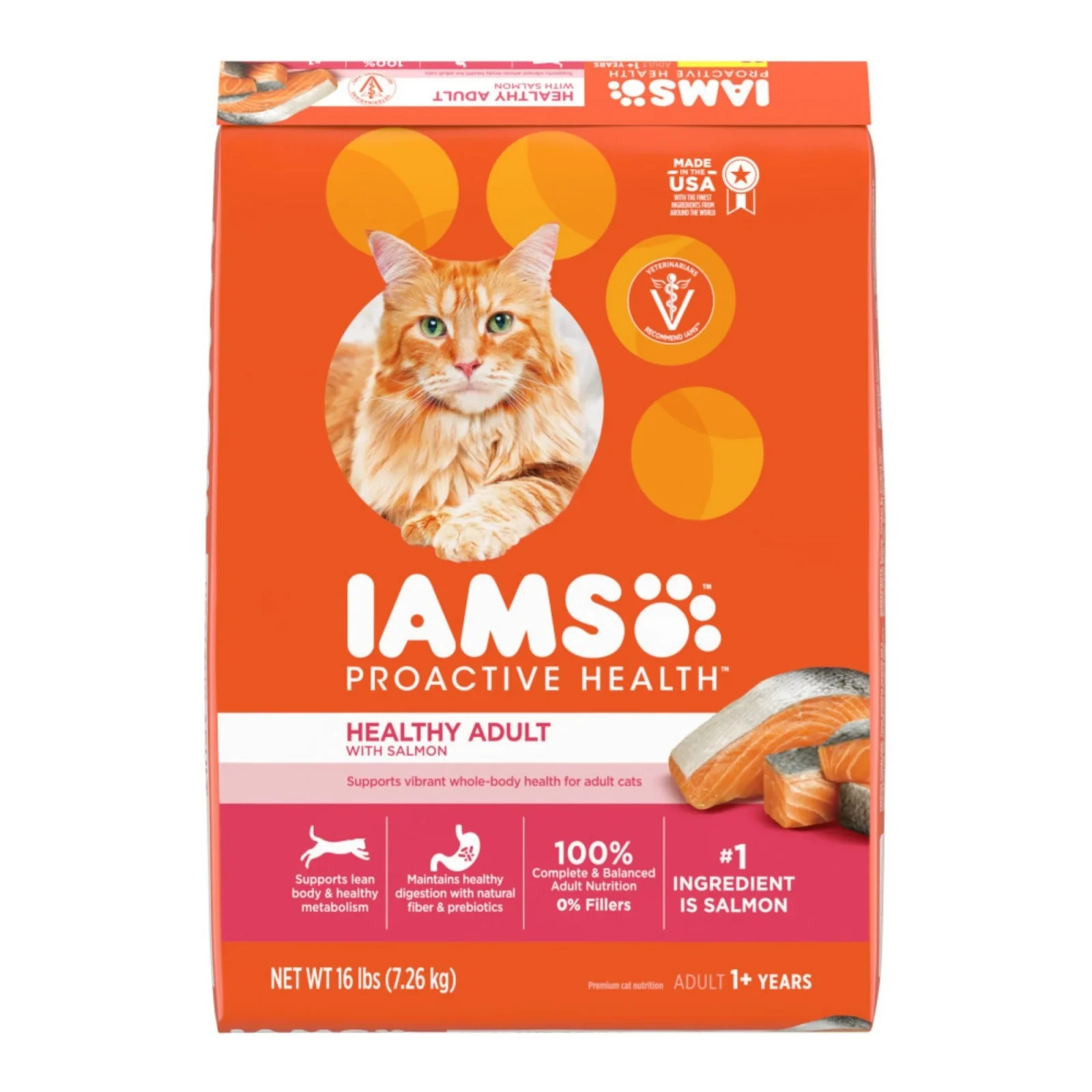 IAMS Proactive Health Adult Dry Cat Food Salmon, 16 lb