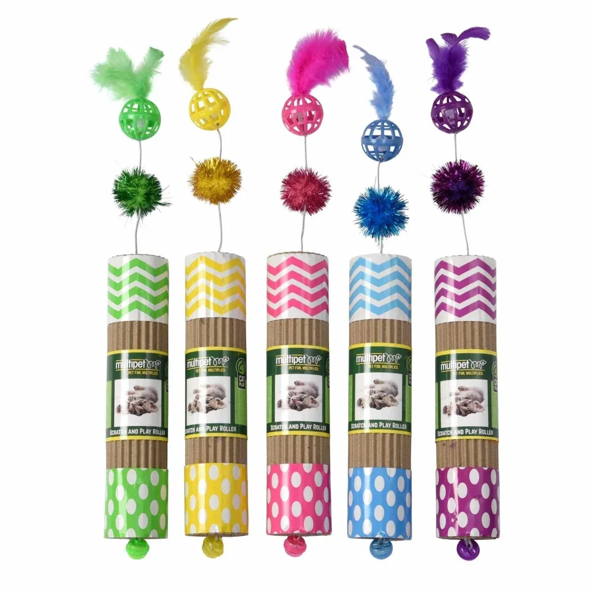 Multipet Cardboard Roller Cat Toy Assorted 17 in - Image 2