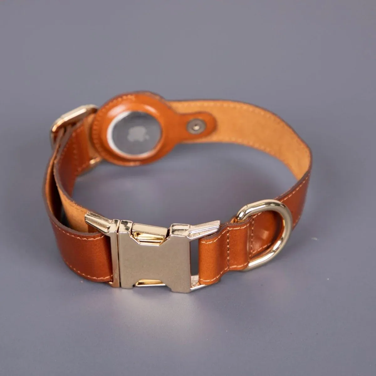 Charlotte Handcrafted Calfskin Leather Dog Collar - Compatible with AirTag - Image 2