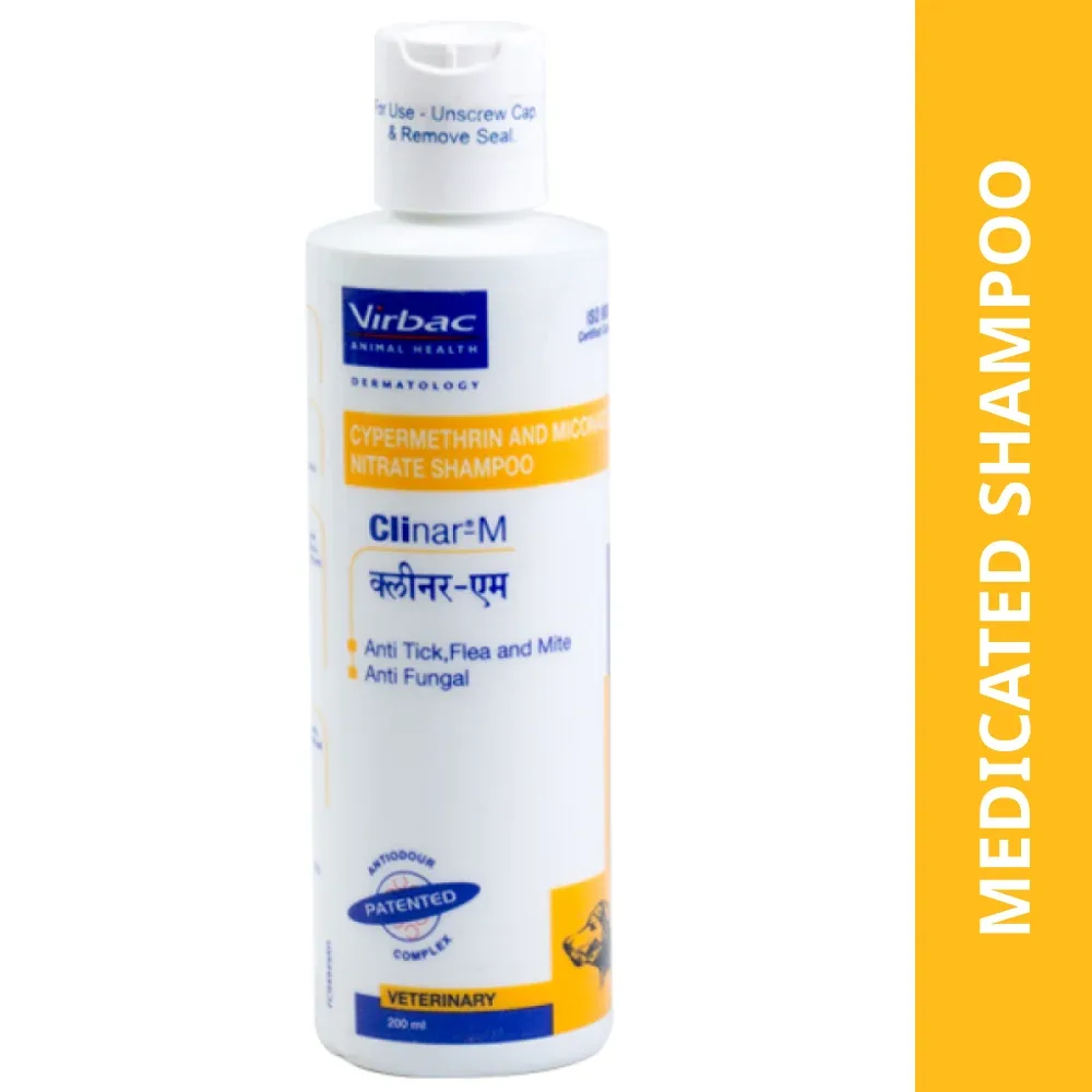 Virbac Clinar M Anti Tick & Flea and Antifungal Shampoo for Dogs (200ml)