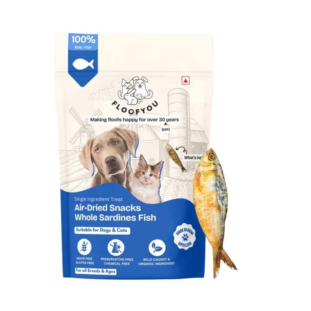 FloofYou Air Dried Whole Sardines Fish Dog & Cat Treats