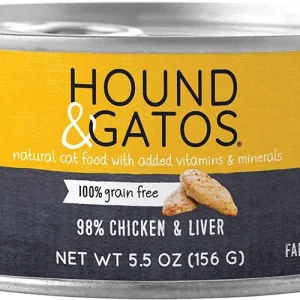 Hound and Gatos Cat Grain-Free Chicken and Liver, 5.5 oz each, Case of 24