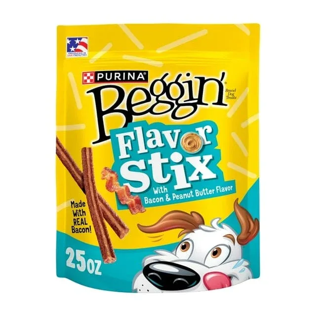 Purina Beggin Strips Flavor Stix with Bacon and Peanut Butter Soft and Chewy Dog Treats