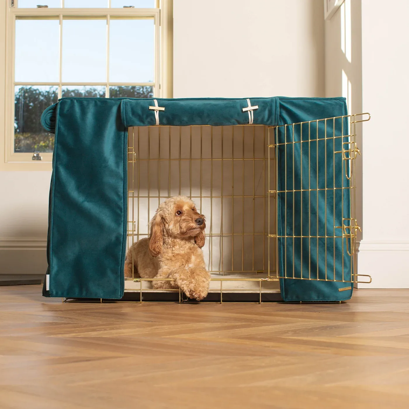 Dog Crate Cover In Marine Velvet by Lords & Labradors - Image 2
