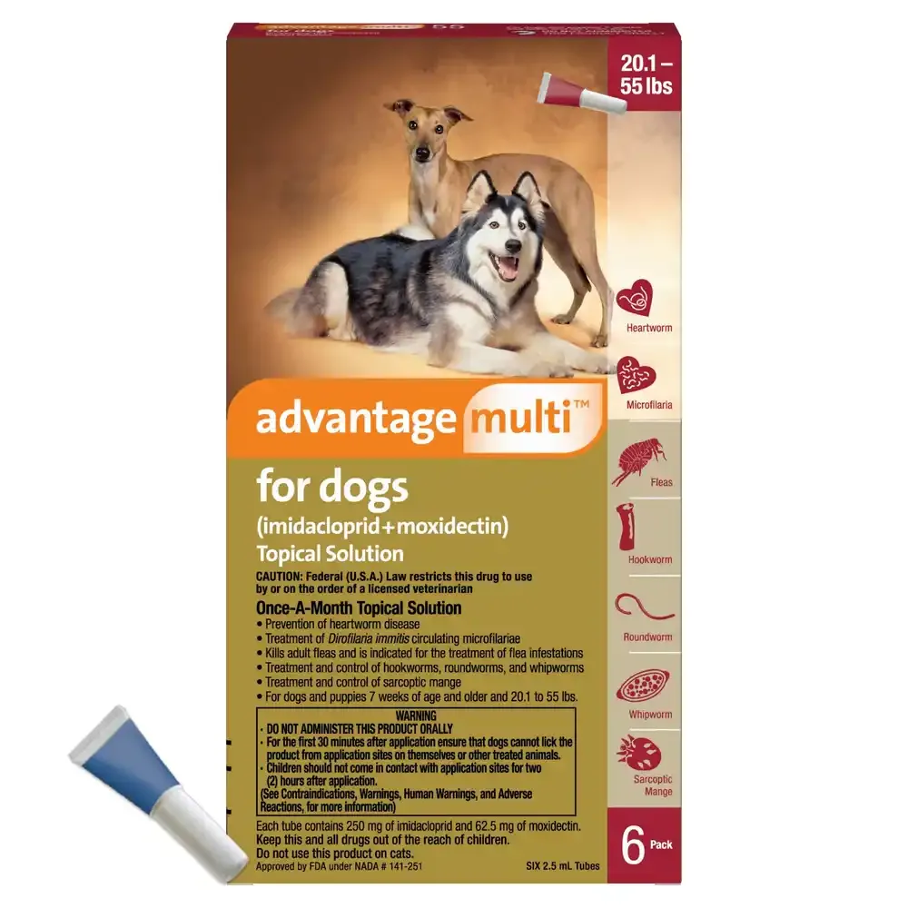 Advantage Multi for Dogs, Topical Solution with Imidacloprid and Moxidectin for Flea and Worm Control, Suitable for Small Breeds