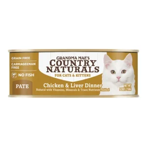 Grandma Mae's Country Naturals Grain-Free Pate Wet Cat & Kitten Wet Cat Food Chicken & Liver, 5.5 oz each, Case of 24
