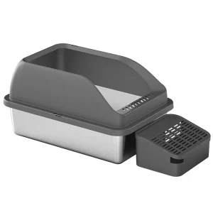 Pet Life ® “Open-Top” Modern Mess-Reducing Stainless Steel Cat Litter Box
