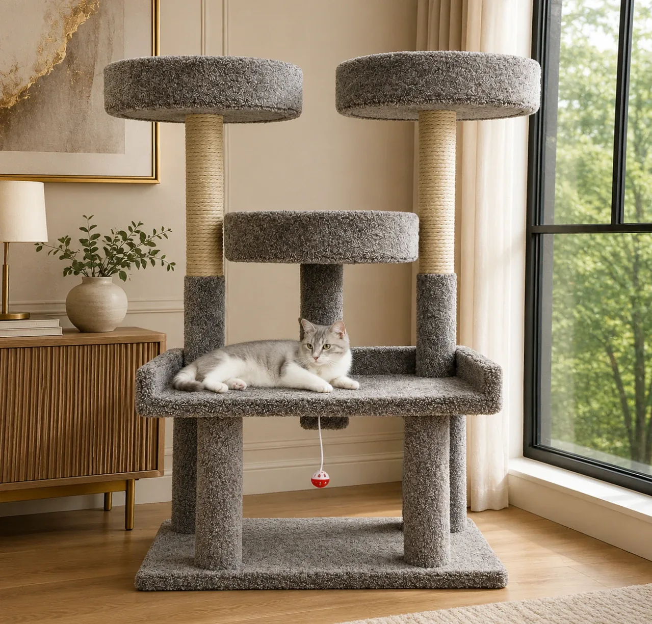 46" XXL Heavy Duty Cat Tree for Large and Heavy Cats built with Wide Stable Base