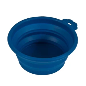 Petmate Silicone Round Travel Pet Bowl Navy, Blue Medium