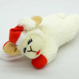 Multipet Holiday Lamb Chop with Santa Hat Cat Toy 4 in