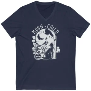Moon Child V-Neck Cat T-Shirt