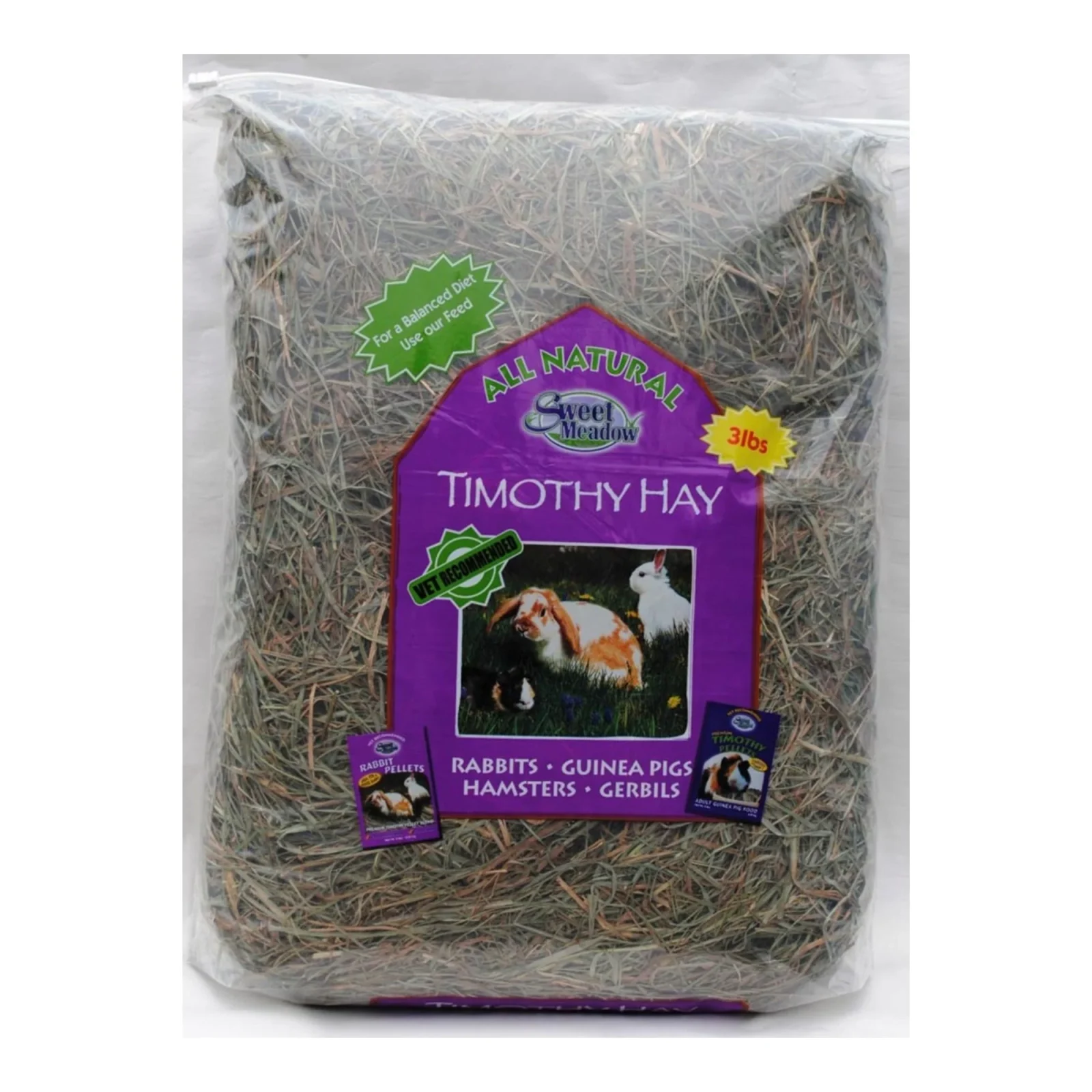 Sweet Meadow Farm 2nd Cut Timothy Hay for Small Animals 3 lb
