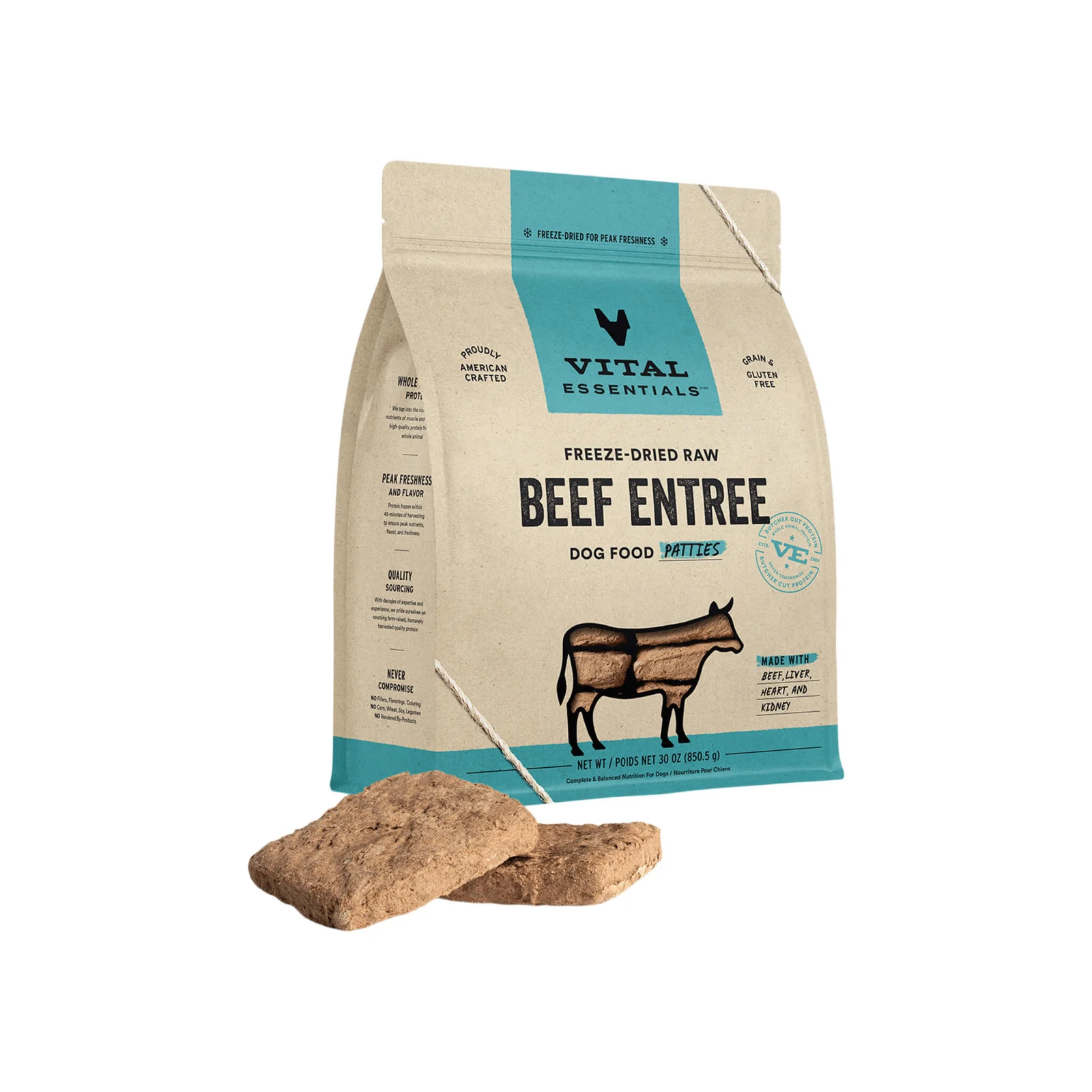 Vital Essentials Freeze Dried Patties for Dogs Beef