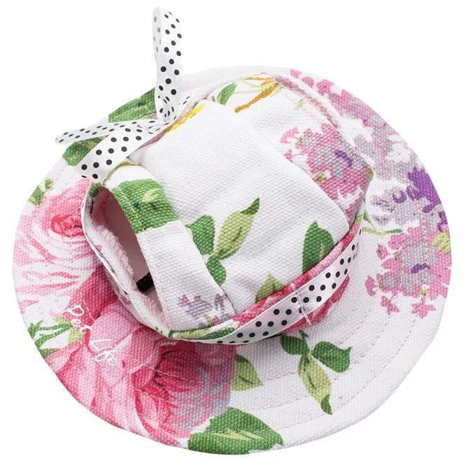 Pet Life ® 'Botanic Bark' Floral UV Protectant Adjustable Fashion Canopy Brimmed Dog Hat Cap - Image 2