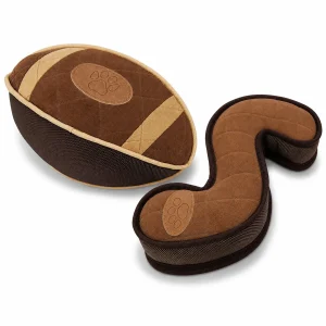 Pet Life ® 2-Piece Indoor or Outdoor Durable Nylon Plush Squeak and Fetch Dog Toy Set - Dark Brown