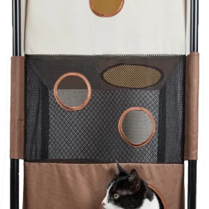 Pet Life ® 'Kitty-Square' Collapsible Travel Interactive Kitty Cat Tree Maze House Lounger Tunnel Lounge