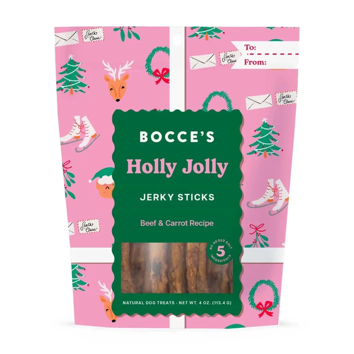 Bocce's Bakery Holly Jolly Beef Carrot Jerky Sticks Dog Treats