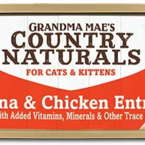 Grandma Mae's Country Naturals Grain-Free Pate Wet Cat & Kitten Wet Cat Food Tuna & Chicken, 2.8 oz each, Case of 24
