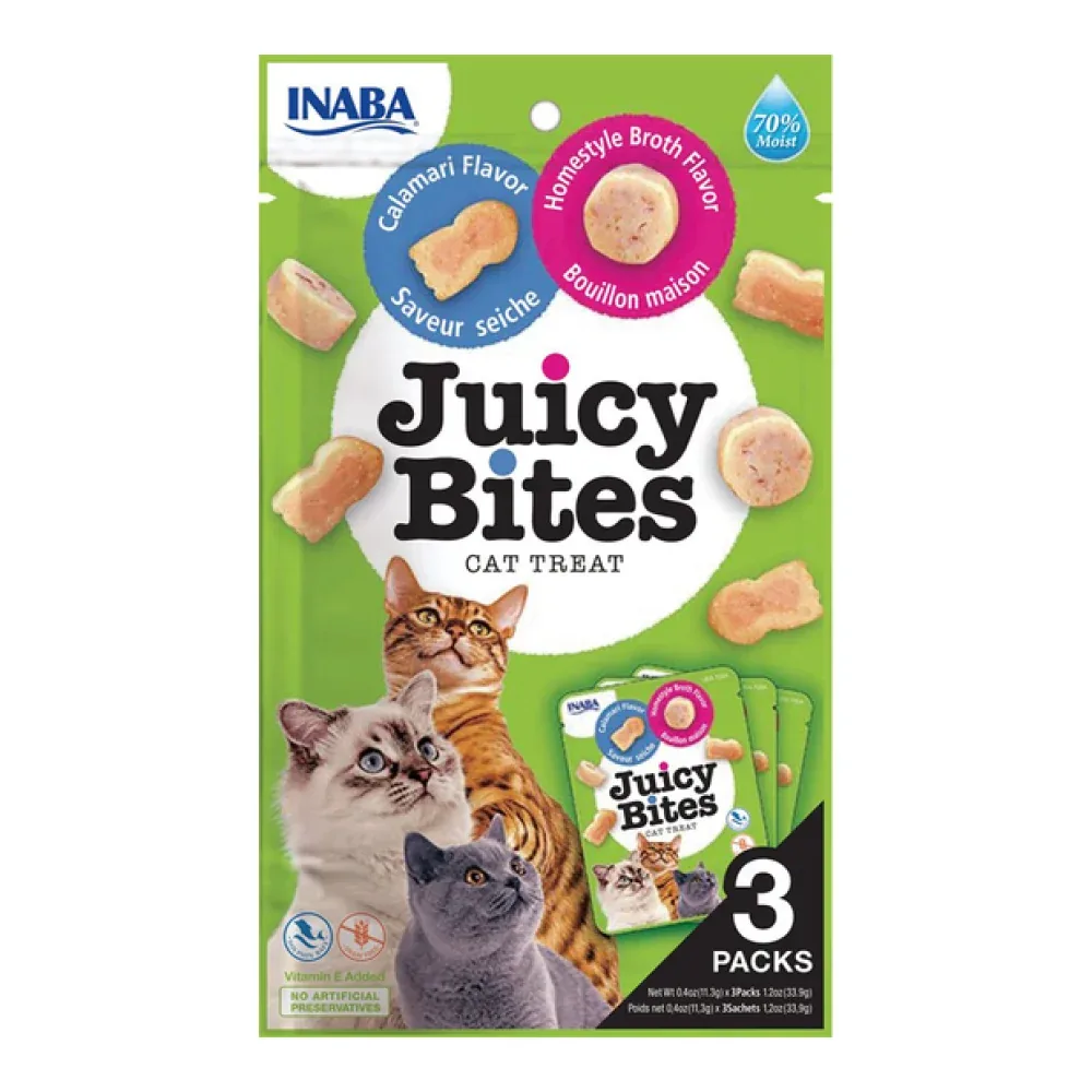 INABA Juicy Bites Homestyle Broth and Calamari Flavoured Cat Treats