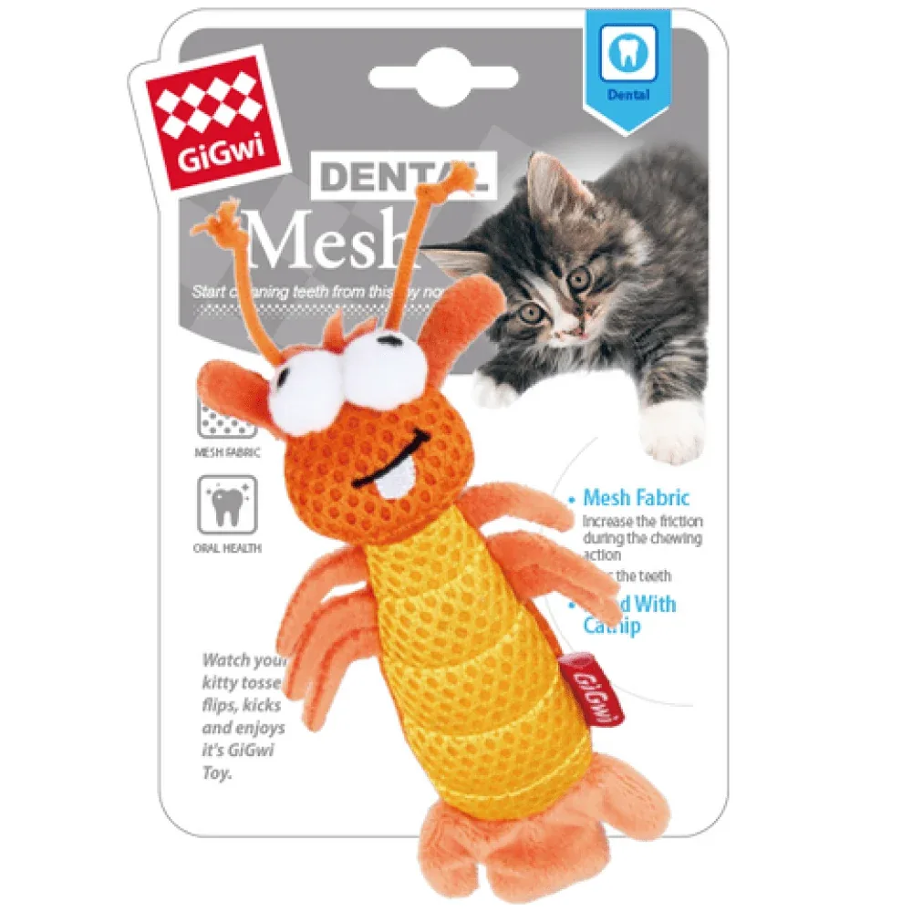 GiGwi Dental Mesh Shrimp and Fofos Blue Bird with Catnip Balls Toy for Cats Combos - Image 2