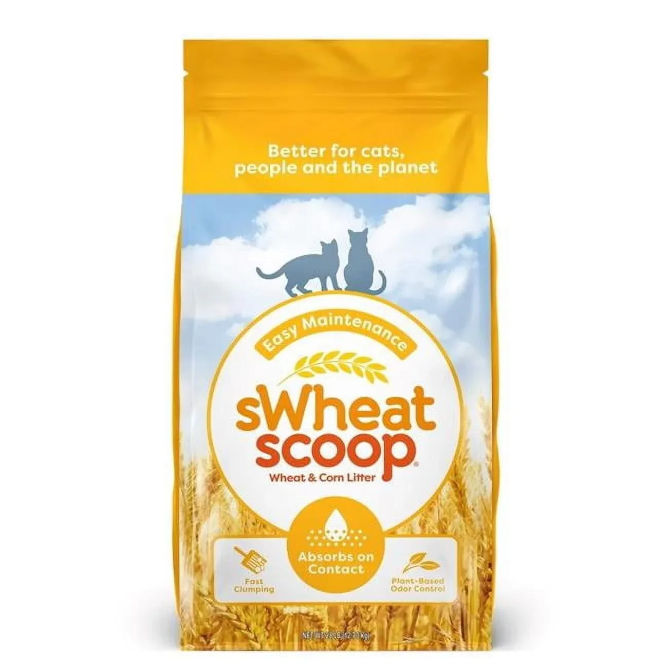 Swheat Scoop Easy Maintenance Fast Clumping Odor Control Natural Wheat and Corn Plant-Based Cat Litter