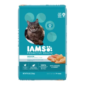 IAMS Proactive Health Weight Control & Hairball Care Indoor Adult Dry Cat Food Chicken & Turkey 16 lb