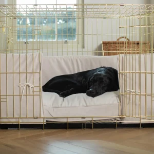 Dog Crate with Cushion & Bumper in Oyster Velvet by Lords & Labradors